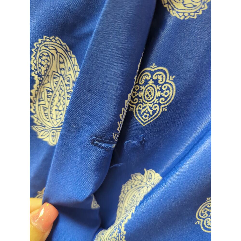 Leslie Fay vintage drop waist 18 dress Blue white Paisley summer garden Plus - Picture 6 of 7